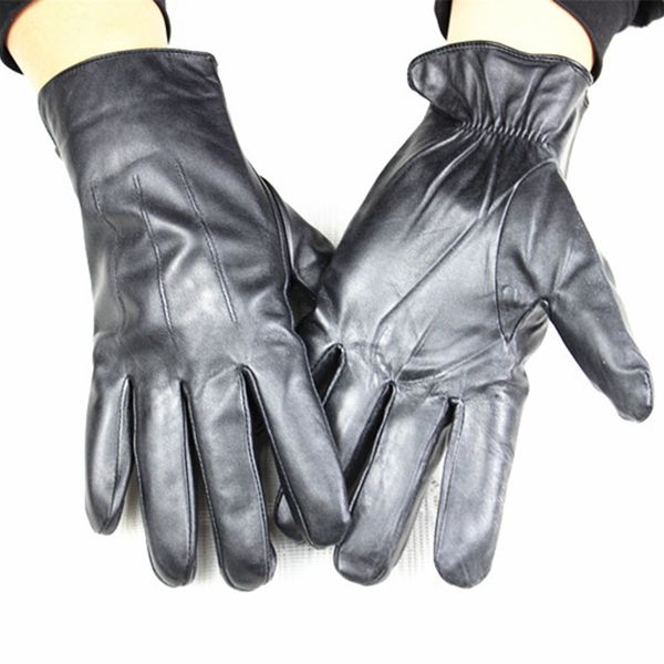

2017 genuine leather male sheepskin fine style super soft velvet lining warm gloves ing, Blue;gray