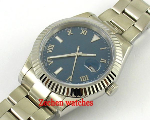 40mm mens watch auto date day blue dial sapphire glass 316l automatic watch, Slivery;brown
40mm mens watch auto date day blue dial sapphire glass 316l automatic watch, Slivery;brown