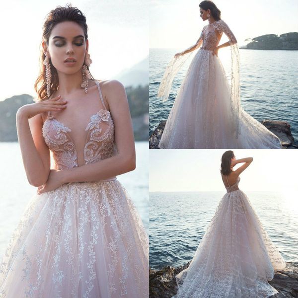 spaghetti straps 2019 wedding dress deep v neck major beading lace applique backless bridal gowns beach wedding dresses with long wrap, White
spaghetti straps 2019 wedding dress deep v neck major beading lace applique backless bridal gowns beach wedding dresses with long wrap, White