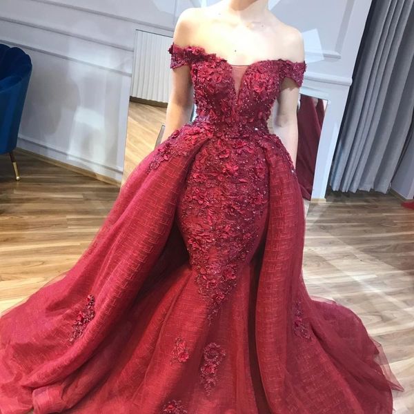 plus size mermaid prom dress with overskirt off shoulder floral beaded appliques tulle evening dress fluffy saudi celebrity party dresses, Black
plus size mermaid prom dress with overskirt off shoulder floral beaded appliques tulle evening dress fluffy saudi celebrity party dresses, Black