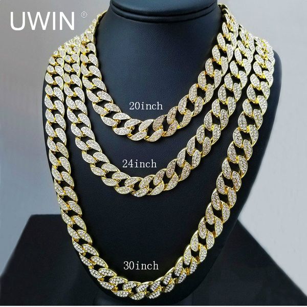 uwin iced out bling rhinestone crystal goldgen finish miami cuban link chain men's hip hop necklace jewelry 20, 24, 30 ,36 inch, Silver
uwin iced out bling rhinestone crystal goldgen finish miami cuban link chain men's hip hop necklace jewelry 20, 24, 30 ,36 inch, Silver