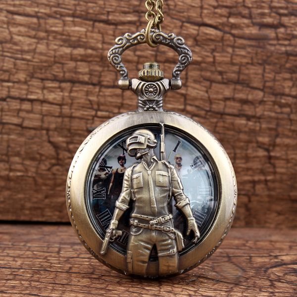 new arrvial retro bronze hollow a handsome guy with a gun quartz pocket watch necklace pendant chain men gift, Slivery;golden
new arrvial retro bronze hollow a handsome guy with a gun quartz pocket watch necklace pendant chain men gift, Slivery;golden
