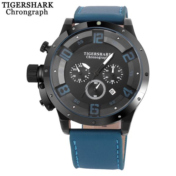 tigershark men sports watches brand chronograph quartz watch leather strap 30m waterproof wristwatches with box, Slivery;brown
tigershark men sports watches brand chronograph quartz watch leather strap 30m waterproof wristwatches with box, Slivery;brown