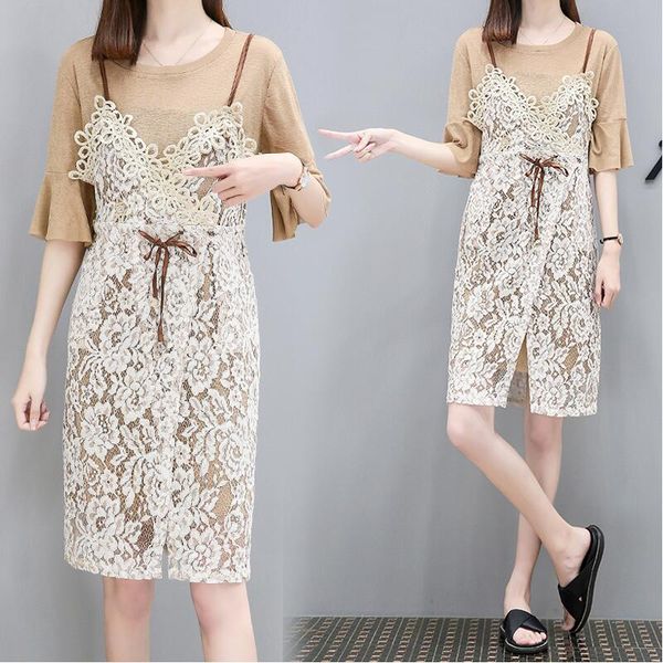 sweet lady style clothes summer clothing sets t-shirt dress +strap dress two piece sets women's outfits clothing, White
sweet lady style clothes summer clothing sets t-shirt dress +strap dress two piece sets women's outfits clothing, White