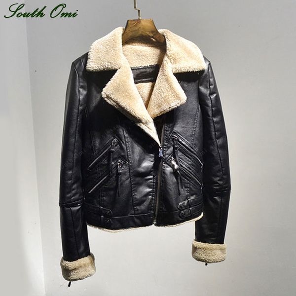 thick fur leather jacket winter coat women's warm moto outwear collar coat jaquetas couro veste cuir femme chaqueta piel mujer, Black
thick fur leather jacket winter coat women's warm moto outwear collar coat jaquetas couro veste cuir femme chaqueta piel mujer, Black