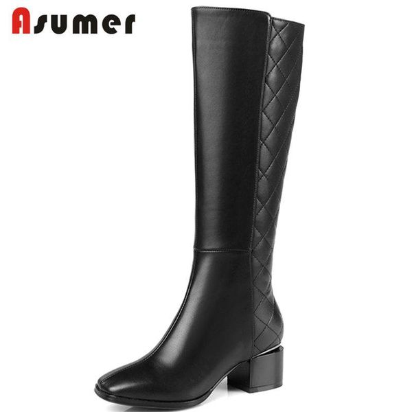 asumer 2018 fashion square toe knee high boots for women sewing genuine leather+pu boots zipper thick high heel winter, Black
asumer 2018 fashion square toe knee high boots for women sewing genuine leather+pu boots zipper thick high heel winter, Black