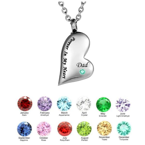 fashion jewelry for dad forever in my heart twelve months birthstone cremation jewelry keepsake memorial urn necklace, Silver
fashion jewelry for dad forever in my heart twelve months birthstone cremation jewelry keepsake memorial urn necklace, Silver