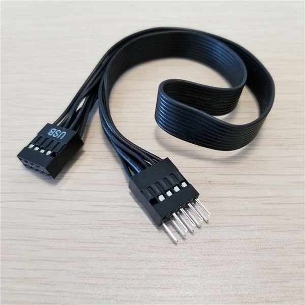 

Wholesale 100pcs/lot PC Computer Motherboard USB 9Pin Dupont Adapter Male to Female Entension Data Cable Black 30cm