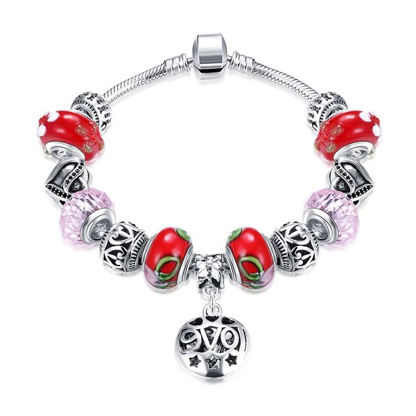 silver charm bracelet with heart pendant & cherry blossom charm pink murano glass beads friendship bracelet, Black
silver charm bracelet with heart pendant & cherry blossom charm pink murano glass beads friendship bracelet, Black