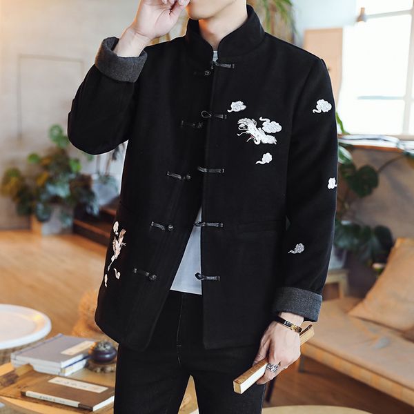 traditional chinese winter coat men's wool jacket size s-3xl, Red