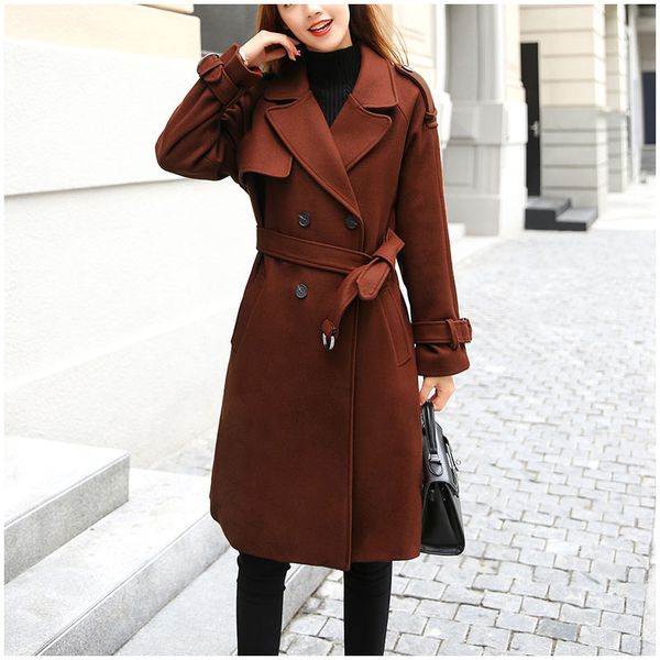 winter woman long style wool coats 2018 female double breasted elegant slim warm adjustable belt office lady wear wool overcoat, Black
winter woman long style wool coats 2018 female double breasted elegant slim warm adjustable belt office lady wear wool overcoat, Black