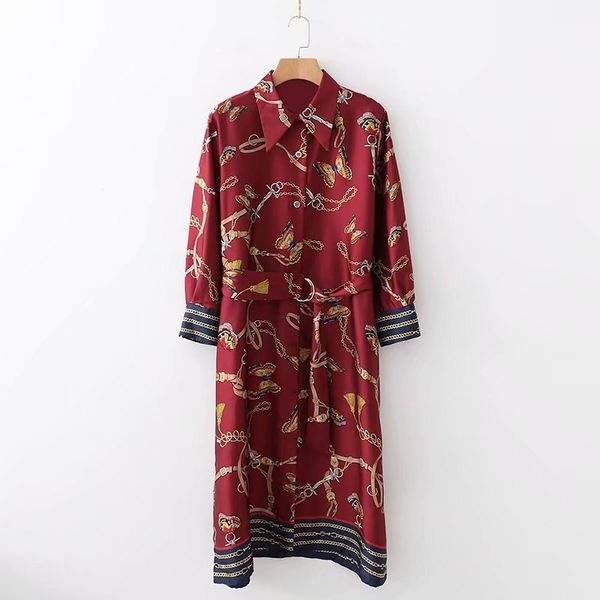 women autumn floral print vintage dress three quarter turn-down collar bow tie sashes button elegant ladies satin shirt dress, White;black
women autumn floral print vintage dress three quarter turn-down collar bow tie sashes button elegant ladies satin shirt dress, White;black