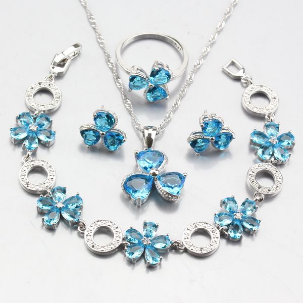925 sterling silver wonderful sea blue crystal flower jewelry sets earrings pendant bracelet necklace for women wedding, Slivery;golden
925 sterling silver wonderful sea blue crystal flower jewelry sets earrings pendant bracelet necklace for women wedding, Slivery;golden