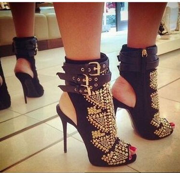 peep toe slingbacks stiletto pumps buckle straps rivet studs sandals boots shoes woman extreme high heels spiked ankle knee shoes 36-40, Black
peep toe slingbacks stiletto pumps buckle straps rivet studs sandals boots shoes woman extreme high heels spiked ankle knee shoes 36-40, Black