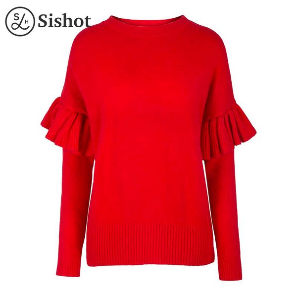 siswomen casual knitwear 2017 autumn red plain o neck cute ruffle long sleeve slim patchwork falbala winter casual pullovers, White;black
siswomen casual knitwear 2017 autumn red plain o neck cute ruffle long sleeve slim patchwork falbala winter casual pullovers, White;black