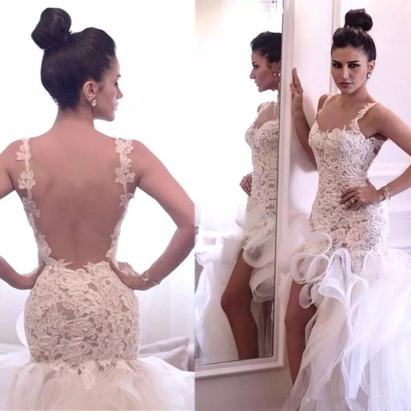 2018 vintage mermaid wedding dress applique vestidos de noiva high low bridal gown ruffles beach robe de mariée, White
2018 vintage mermaid wedding dress applique vestidos de noiva high low bridal gown ruffles beach robe de mariée, White