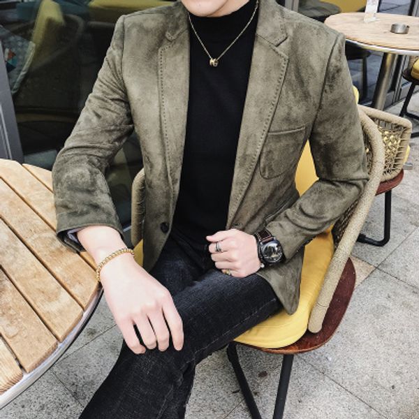 2018 spring korean suit men's suede single suit men's blazer casual all match plus size blazer, White;black
2018 spring korean suit men's suede single suit men's blazer casual all match plus size blazer, White;black