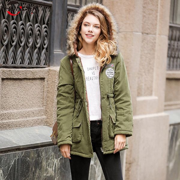 winter jacket women hooded thick warm wool liner fur collar parkas female 2018 new solid slim long wadded coat outwear plus size, Black
winter jacket women hooded thick warm wool liner fur collar parkas female 2018 new solid slim long wadded coat outwear plus size, Black