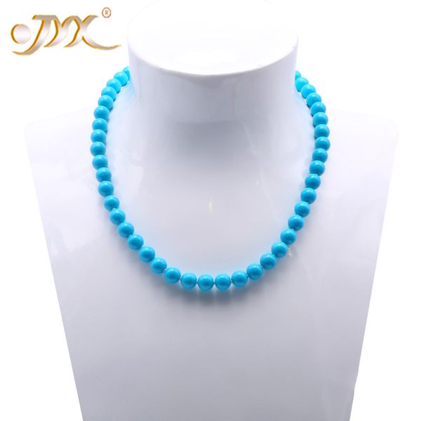 

jyx 8.5-9mm round blue turquoise necklace fine jewelry 19, Silver