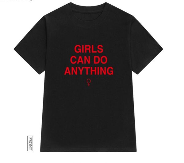 girls can do anything t-shirt fashion women, White