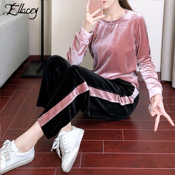 ellacey new 2018 autumn two piece set and pants black pink velvet tracksuit women 2 piece set woman casual loose clothes, White
ellacey new 2018 autumn two piece set and pants black pink velvet tracksuit women 2 piece set woman casual loose clothes, White