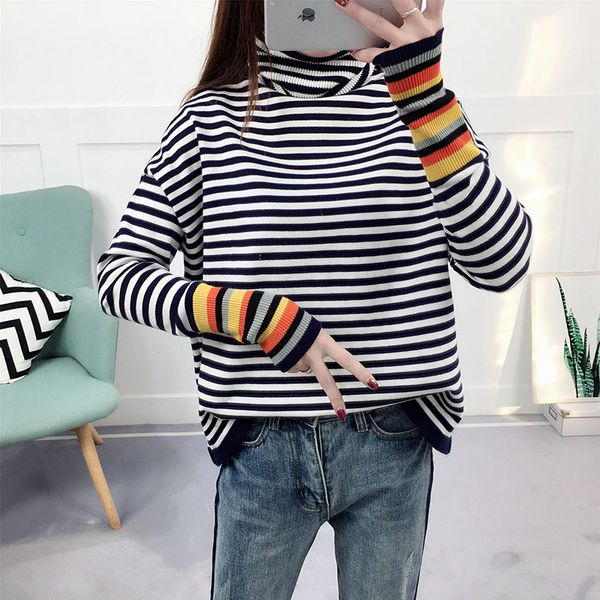striped knitted pullover sweater fashion pull ladies cotton elegant pullovers long sleeve knitwear 2018 pull femme hiver, White;black
striped knitted pullover sweater fashion pull ladies cotton elegant pullovers long sleeve knitwear 2018 pull femme hiver, White;black