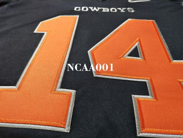 men #14 black orange bryce balous oklahoma state cowboy alumni college jersey or custom any name or number jersey, Black;red