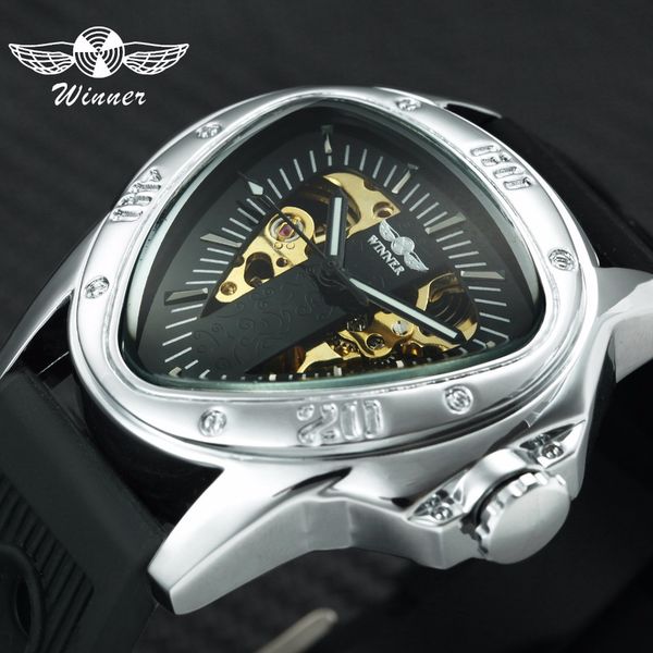 winner fashion sports auto mechanical watch men rubber strap skeleton triangle dial casual mens watches relogio, Slivery;brown
winner fashion sports auto mechanical watch men rubber strap skeleton triangle dial casual mens watches relogio, Slivery;brown