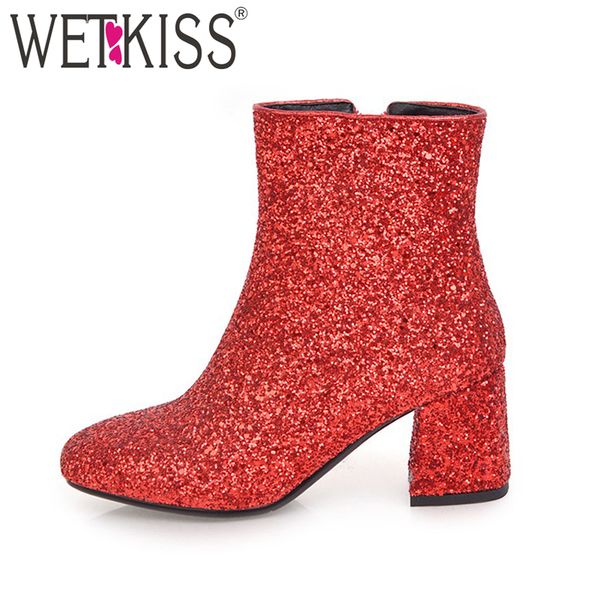 wetkiss 2018 bling bling upper ladies ankle boots sequined fashion women shoes zipper thick high heels square toe winter boots, Black
wetkiss 2018 bling bling upper ladies ankle boots sequined fashion women shoes zipper thick high heels square toe winter boots, Black