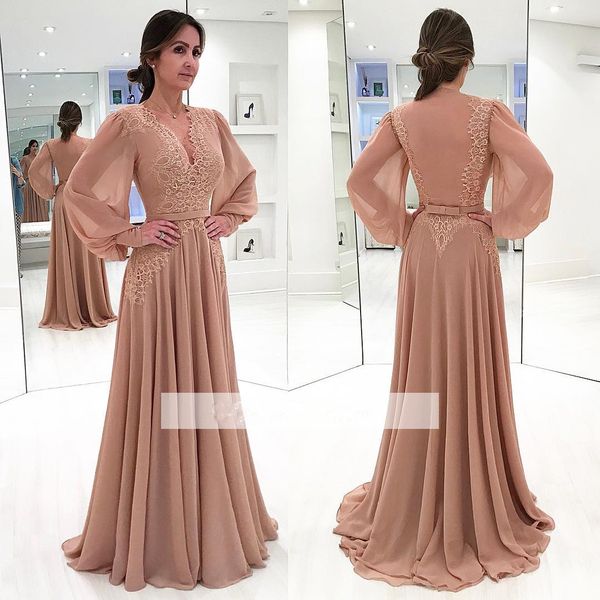 Elegant Puffy Sleeves Evening Gowns Champagne V-Neck Chiffon A-line Prom Dresses Arabic Dresses Plus Size Prom Wear
Elegant Puffy Sleeves Evening Gowns Champagne V-Neck Chiffon A-line Prom Dresses Arabic Dresses Plus Size Prom Wear