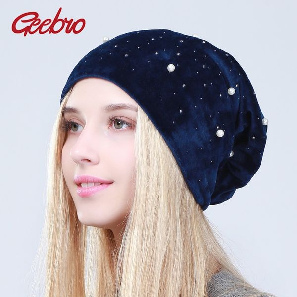 geebro women's winter velour beanies hat 2017 casual warm 100% polyester hats ladies pearls&rhinestones beanie double fabric hat, Blue;gray
geebro women's winter velour beanies hat 2017 casual warm 100% polyester hats ladies pearls&rhinestones beanie double fabric hat, Blue;gray