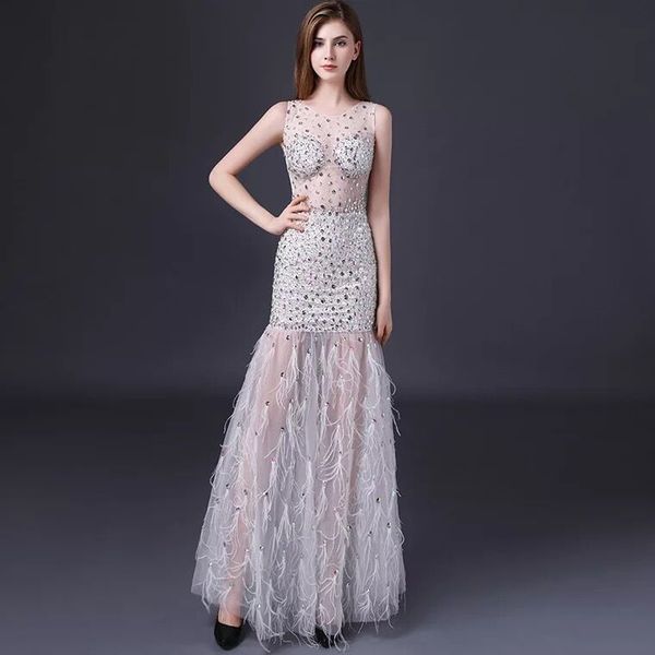 fashion women mermaid long sleeve prom dresses 2018 beads rhinestone feathered robe de soiree elegant long evening gowns formal party, Black
fashion women mermaid long sleeve prom dresses 2018 beads rhinestone feathered robe de soiree elegant long evening gowns formal party, Black