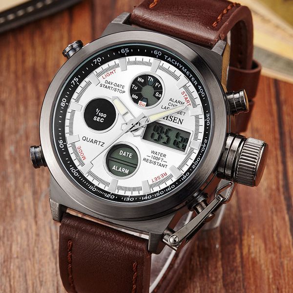 ohsen brand fashion casual men watches digital sport leather watch business quartz watchwrist relogio masculino men clock, Slivery;brown
ohsen brand fashion casual men watches digital sport leather watch business quartz watchwrist relogio masculino men clock, Slivery;brown