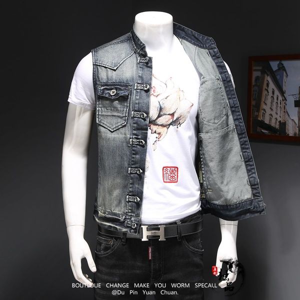 men denim vest vintage sleeveless washed jeans waistcoat man vintage design cowboy ripped jacket waistcoat men casual suit vest, Black;white
men denim vest vintage sleeveless washed jeans waistcoat man vintage design cowboy ripped jacket waistcoat men casual suit vest, Black;white
