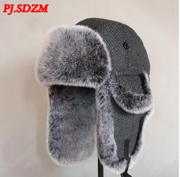 pj.sdzm bomber hat men winter wool snow hats pom pom trapper cap fur earflaps outdoor trapper russian snow windproof, Blue;gray
pj.sdzm bomber hat men winter wool snow hats pom pom trapper cap fur earflaps outdoor trapper russian snow windproof, Blue;gray