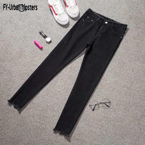 2018 ladies pencil pants black thin nine jeans tassel elastic waist women slim jeans femme stretch plus size 4xl, Blue 
2018 ladies pencil pants black thin nine jeans tassel elastic waist women slim jeans femme stretch plus size 4xl, Blue