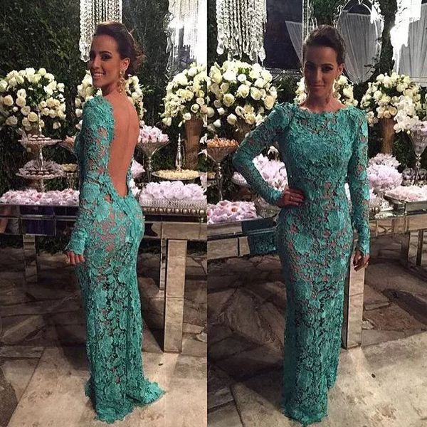 green floral lace mermaid evening dresses jewel neck long sleeve backless celebrity gown sweep train evening party dress, Black;red
green floral lace mermaid evening dresses jewel neck long sleeve backless celebrity gown sweep train evening party dress, Black;red