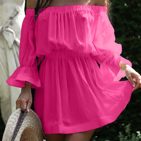 2018 summer women off shoulder dress slash neck backless flare sleeves solid color cotton dress, White;black
2018 summer women off shoulder dress slash neck backless flare sleeves solid color cotton dress, White;black