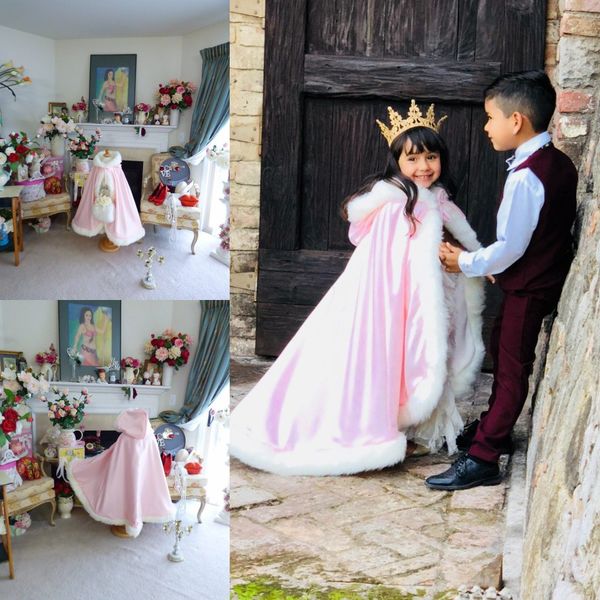 warm hooded girl pink satin flower girl wedding cloak with faux fur trim floor length winter kid long wraps jacket, Brown;red
warm hooded girl pink satin flower girl wedding cloak with faux fur trim floor length winter kid long wraps jacket, Brown;red