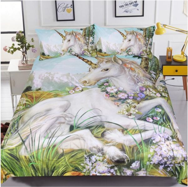 3d Unicorn Painting Bedding Sets Duvet Covers For Twin King Size Bed Europe Style Bedding Duvet Cover Sheets Pillow Shams Cover Pxf 002