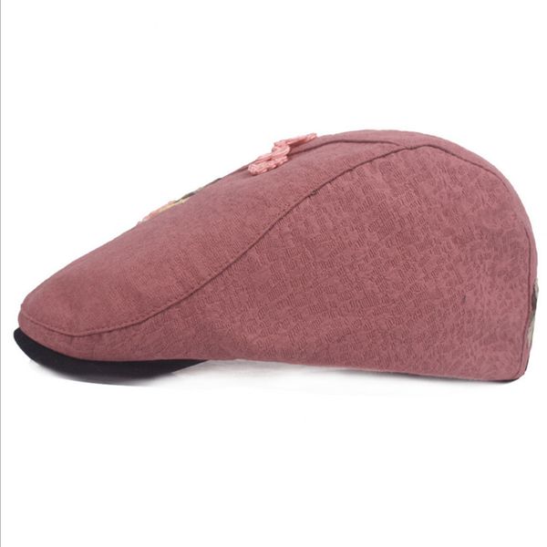 bingyuanhaoxuan winter outdoors sun hat wool knit embroidered beret female painters newboy cap manual nail bead flower hat, Blue;gray
