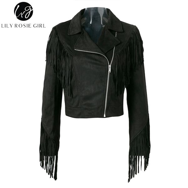 lily rosie girl crop tassel full sleeve short coat 2017 autumn slim lady black streetwear suede women jacket outerwear, Black;brown
lily rosie girl crop tassel full sleeve short coat 2017 autumn slim lady black streetwear suede women jacket outerwear, Black;brown
