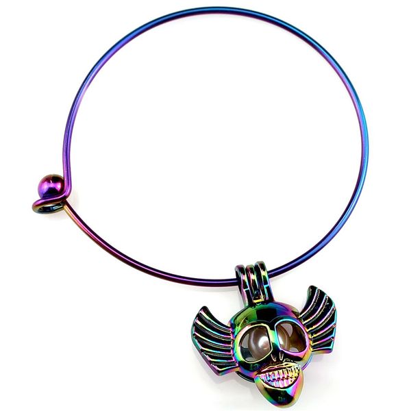 b-c832 rainbow halloween skull beads cage locket wrist cuff bangle girl women expandable wire steel bracelet bangle, Black
b-c832 rainbow halloween skull beads cage locket wrist cuff bangle girl women expandable wire steel bracelet bangle, Black