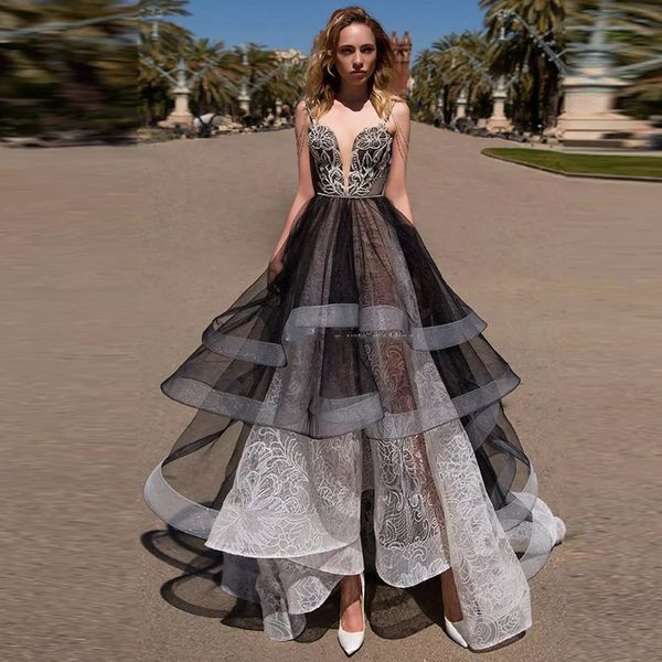 black and white lace ruffles prom dresses spaghetti strap illusion back organza party gown beading strap prom wears
black and white lace ruffles prom dresses spaghetti strap illusion back organza party gown beading strap prom wears