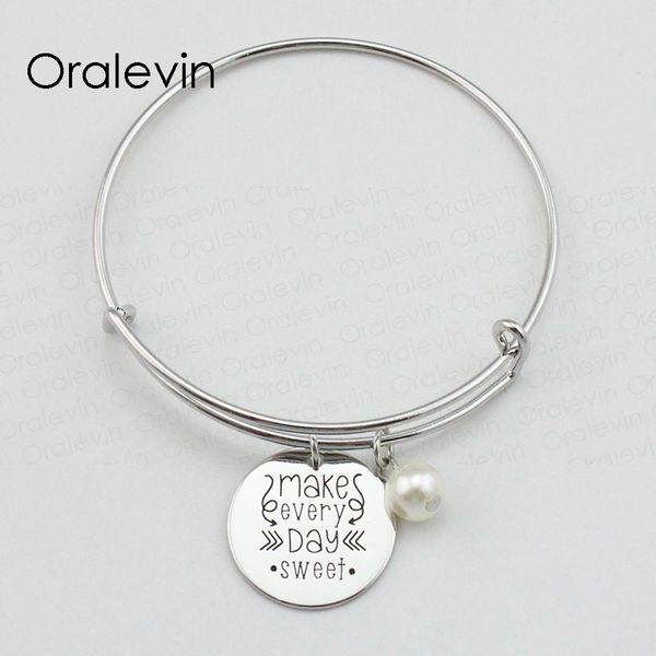 makes every day sweet inspirational hand stamped engraved pendant expandable bracelet bangle gift jewelry,10pcs/lot, #ln1921b, Black
makes every day sweet inspirational hand stamped engraved pendant expandable bracelet bangle gift jewelry,10pcs/lot, #ln1921b, Black
