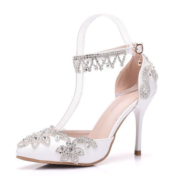 new fashionl pointed toe shoes for women white rhinestone high heel wedding shoes thick heels beautiful crystal chain plus size shoes, Black
new fashionl pointed toe shoes for women white rhinestone high heel wedding shoes thick heels beautiful crystal chain plus size shoes, Black