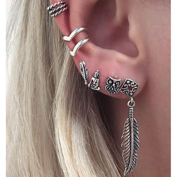 whole sale6pc vintage silver color tribal totem hoop earring set handmade punk ethnic owl feather endless circle earring for women jewelry, Golden;silver
whole sale6pc vintage silver color tribal totem hoop earring set handmade punk ethnic owl feather endless circle earring for women jewelry, Golden;silver