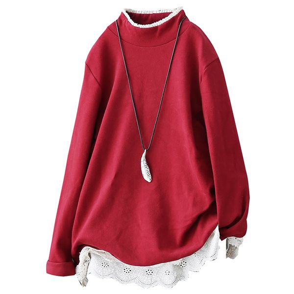 autumn winter t-shirt fashion cute women slim-type t-shirt half high collar spliced lace casual ladies 2018, White
autumn winter t-shirt fashion cute women slim-type t-shirt half high collar spliced lace casual ladies 2018, White