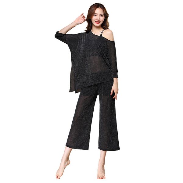 2018 summer women casual outfits sets loose two piece set off shoulder crop blouse wide leg pants, White 
2018 summer women casual outfits sets loose two piece set off shoulder crop blouse wide leg pants, White