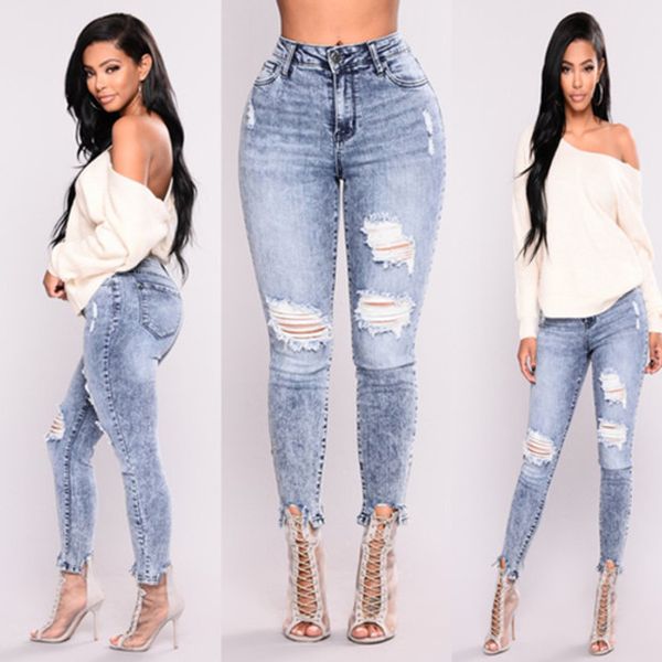 2018 fashion european and american selling slim casual style elastic trousers jeans women ladies pants, Blue
2018 fashion european and american selling slim casual style elastic trousers jeans women ladies pants, Blue